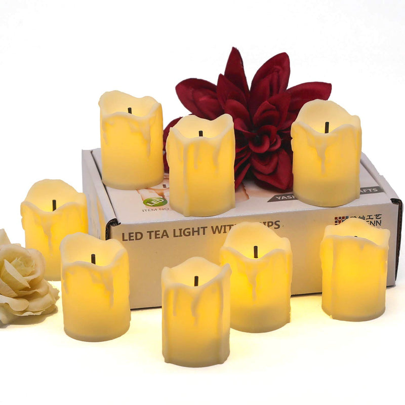 YASENN Flameless Candles,Battery Operated Tea Light Candle,LED Flameless Candle Drips on Side,Votive Candle Fake Candles for Christmas Halloween Pumpkin Decorations(1.5"x2" 12pack)