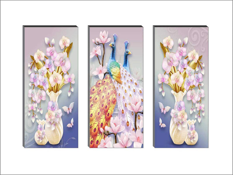 SAF 6MM MDF Board Couple Peacock Multi-Effect Design Painting 15 Inch X 18 Inch BANFJ95