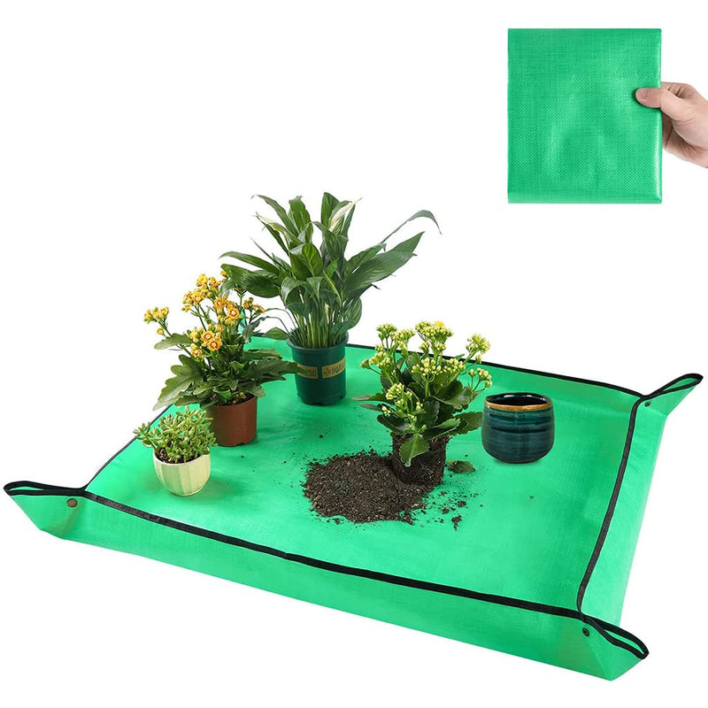 HASTHIP® 75 * 100CM Gardening Mat for for Indoor Bonsai Succulent Plant Care, Waterproof and Foladable PE Garden Mat for Watering Grassland Balcony Nursery Potting and Transplanting Mat Plant