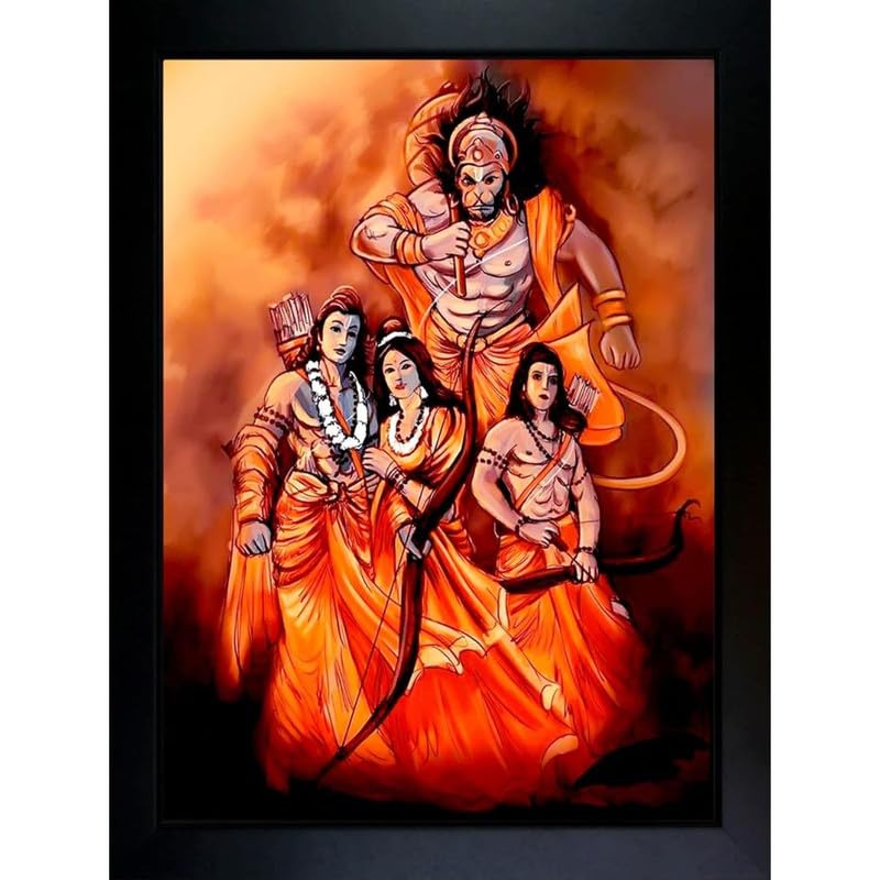 Great More Lord Hanuman Ji Hanumanji Jai Bajrangbali Wall Painting Framed Home Decor Office Pooja Room Living Room Photo Frame Birthday Gift Wall Frame-19-8x10 inch