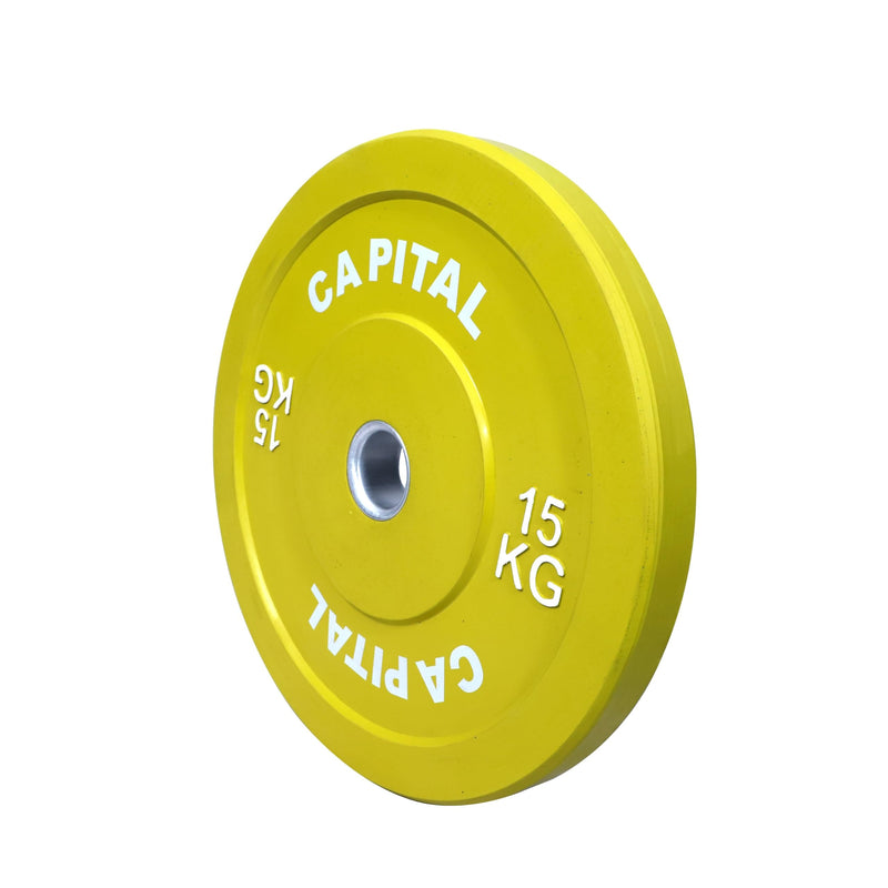 Capital Fitness Rubber Bumper Weight Plates 45mm Diameter 30Kg Set (15kg x 2) for Weight Lifting | Professional Barbell Weight Plate, Strength Training and Home Gym Fitness Workout, Yellow