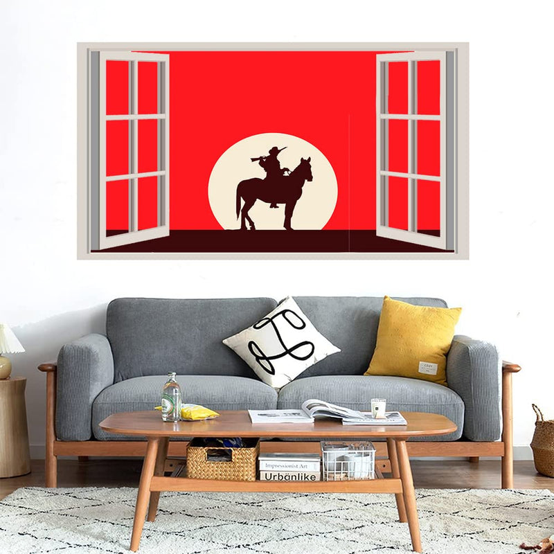 GADGETS WRAP Printed Wall Decal Sticker Fake Window Style Decal (90cm x 50cm) - Cowboy Logo