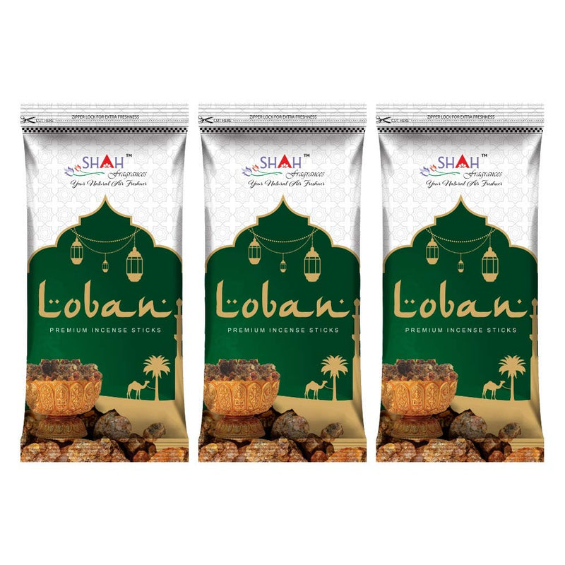 Shah fragrances Loban Zipper Incense Sticks (Pack of 3 * 130 Grams)