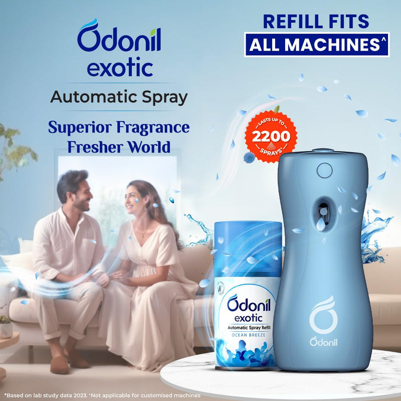 DABUR Odonil Exotic Automatic Spray Refill - 225Ml | Ocean Breeze | 2X Long Lasting | 2200 Sprays Guaranteed | Fits All Machines | Lasts Upto 60 Days