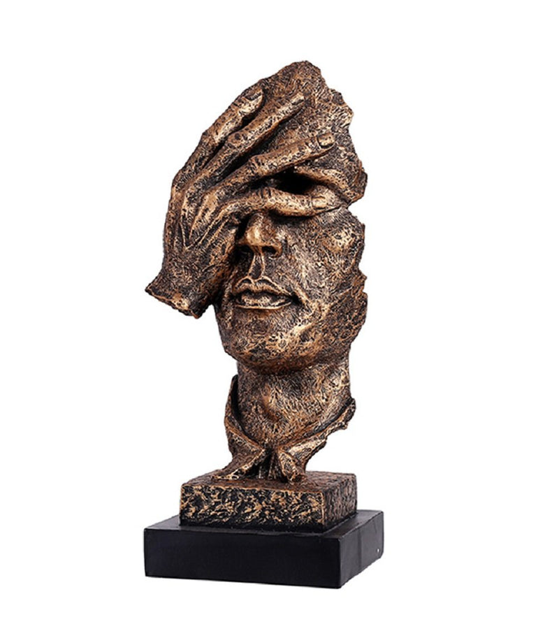 Abstract and Creative Desk Decorations The Thinker Statue, Hand & Face Statues and Sculptures for Home Living Room Decor (No See Gold)