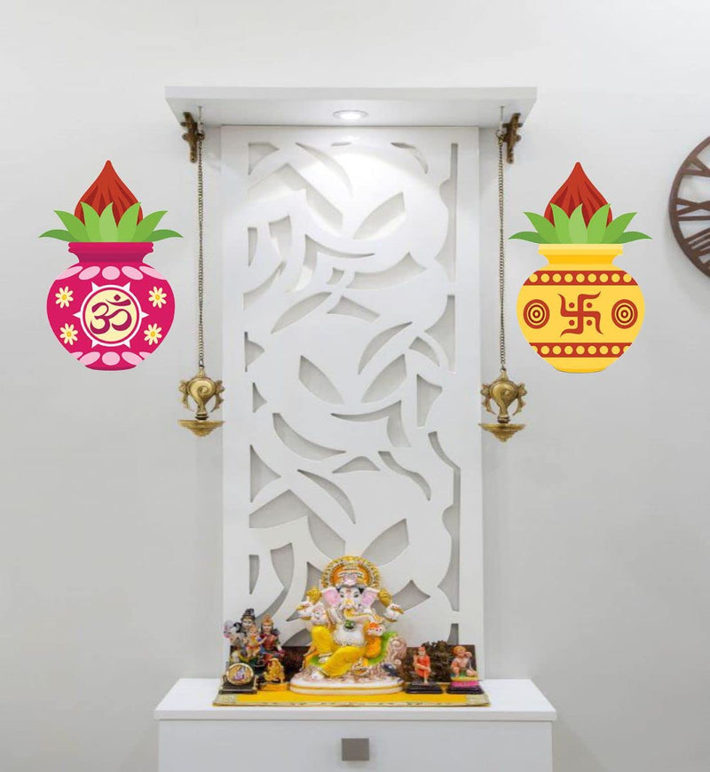 Vcreate décor Diwali Kalash Wall Sticker & Decal (PVC Vinyl,Size- 58 Cm X 38 Cm)