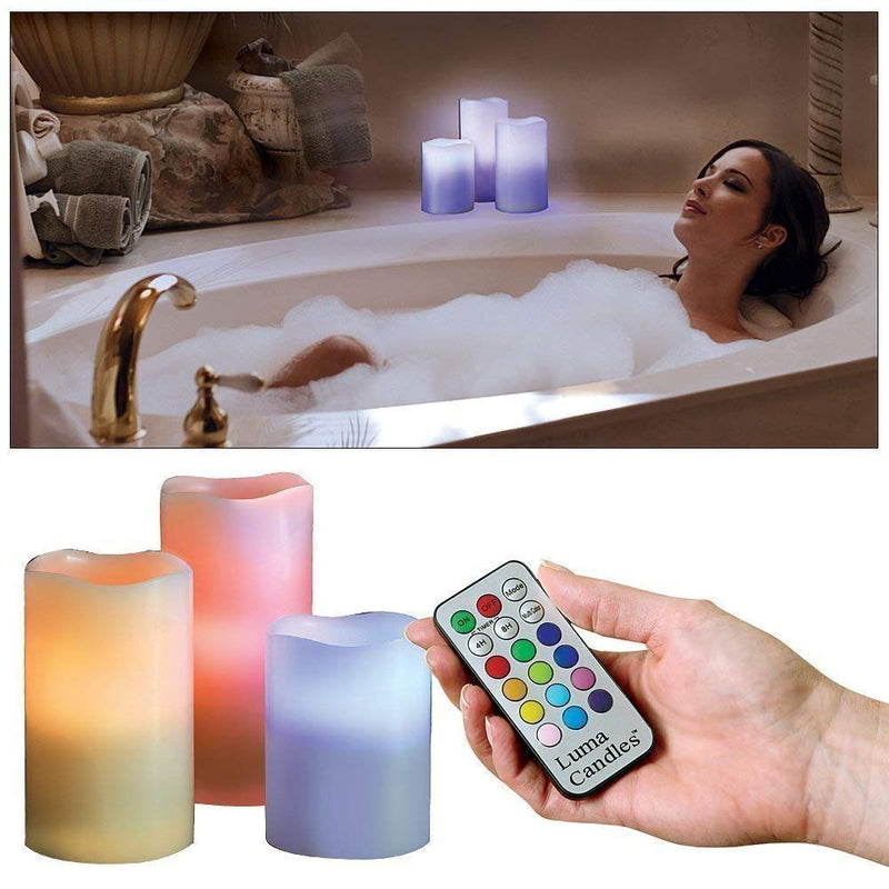 AARNAVKART LED Multicolour Changing Pillar Candles| Remote Operated |Multi Colour Change,Set of 3