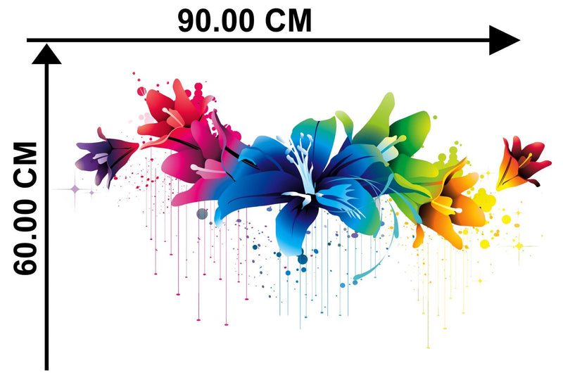 Impression Wall Decor Vinyl Flowers Glass Tiles Furniture Wall Sticker (36.22 x 20.07 x 0.39 Inches, Multicolour)