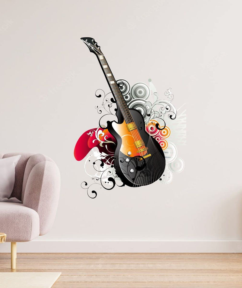 Decor Kraft Guitar Wall Sticker & Decal,Size- 50 Cm X 40 Cm,Music