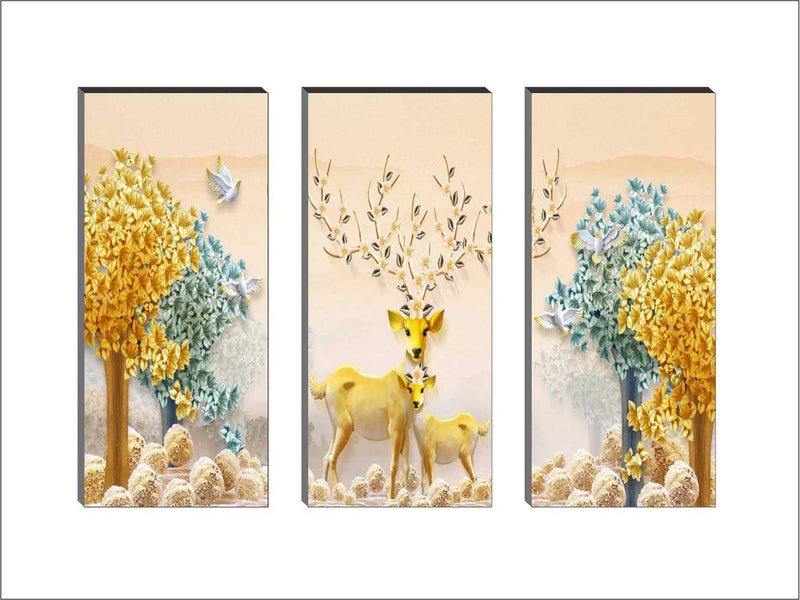 SAF 6MM MDF Board Reindeer Flower Multi-Effect Design Painting 15 Inch X 18 Inch BANFJ90