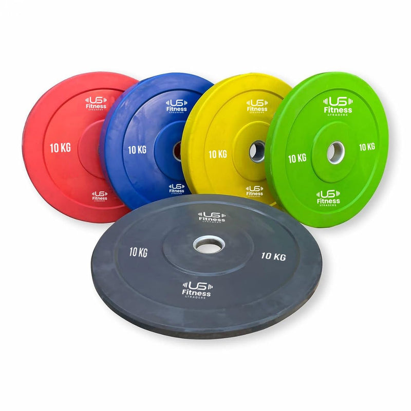 US Fitness & Traders Bumper Plates for Weight Lifting Rubber Bumper Weight Plates Fits/Thick Plates With Medium Bounce, Ideal For Cross Training, Weight Gym Bumper Plates (10 KG)