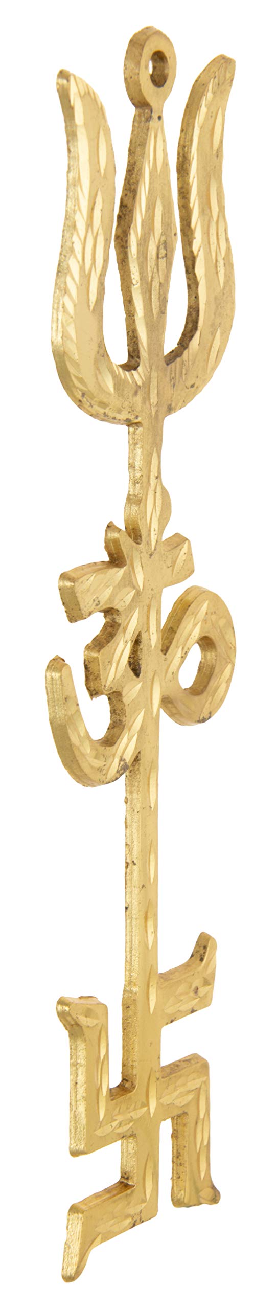 Astroghar Brass Tri Shakti Yantra Swastik Om Trishul Symbol 5.5 Inch