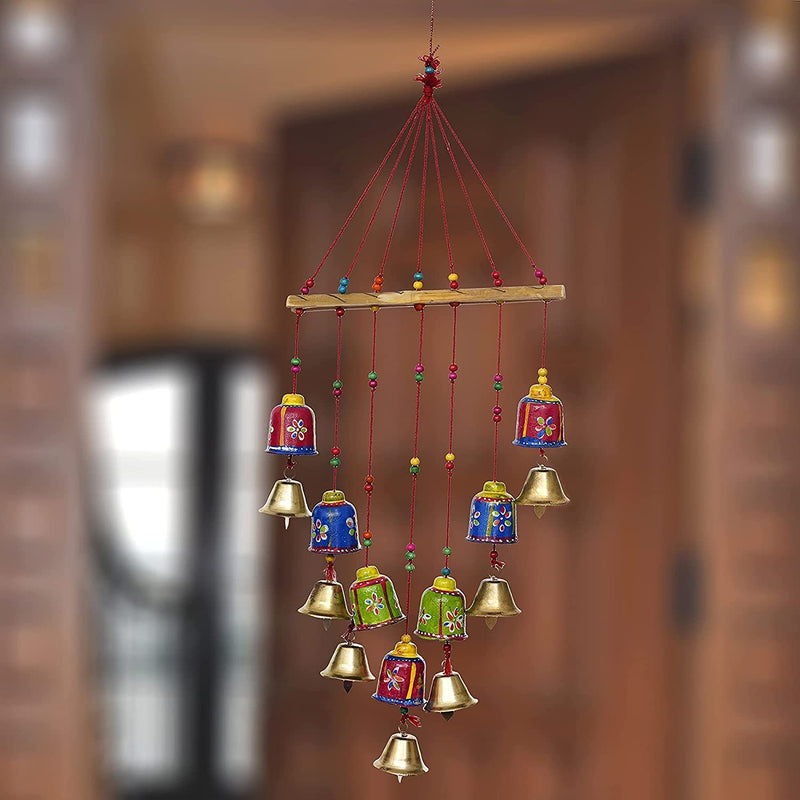 Balaji Trading Company Rajasthani Handicraft Hand Painted Wind Chimes, Windchime for Balcony for Positive Energy, Bell Hanging for Friend and Relative (Hanging Chime, 2)