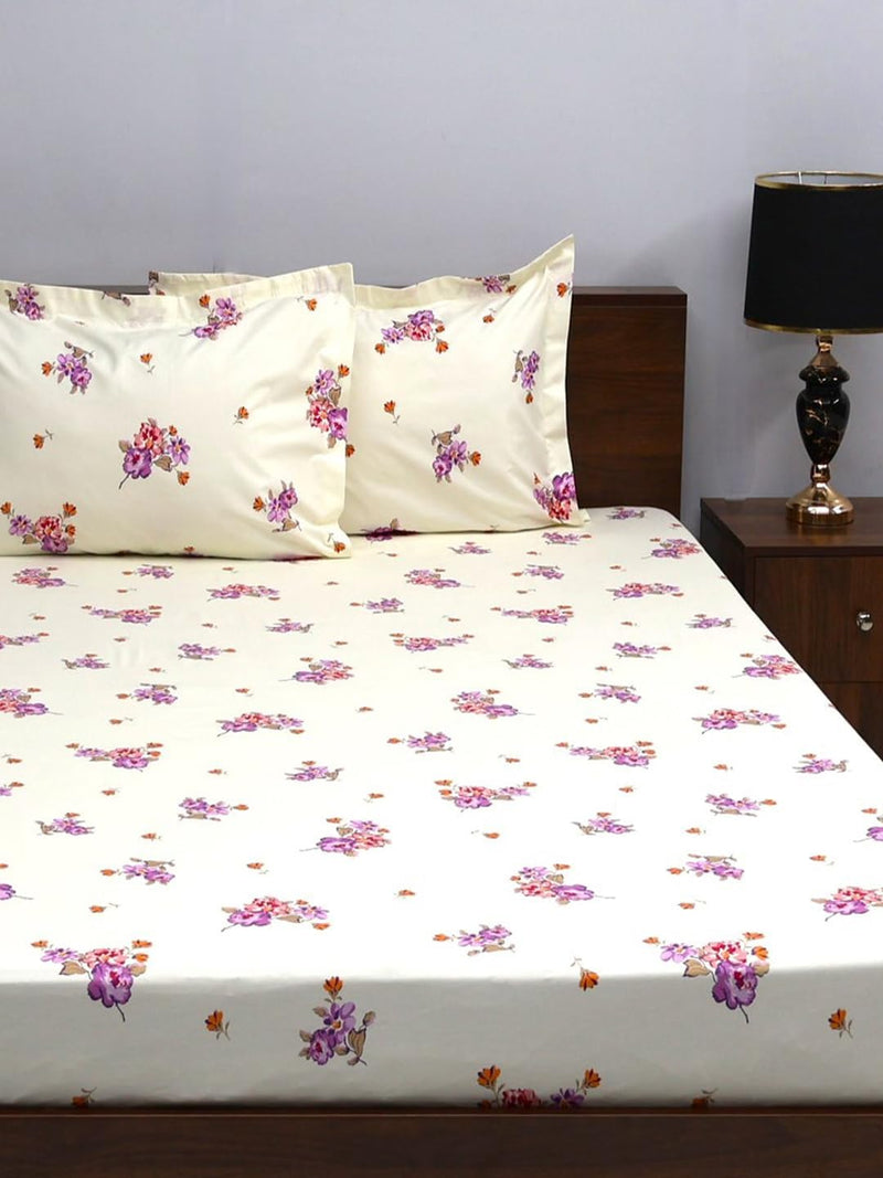 Bombay Dyeing King Size Bedsheet - 180 Thread Count Digital Print Cotton 274cmx274cm Super Soft Bedding Set Bed Linen with 2 Pillow Covers - 7001 (King, Pink)