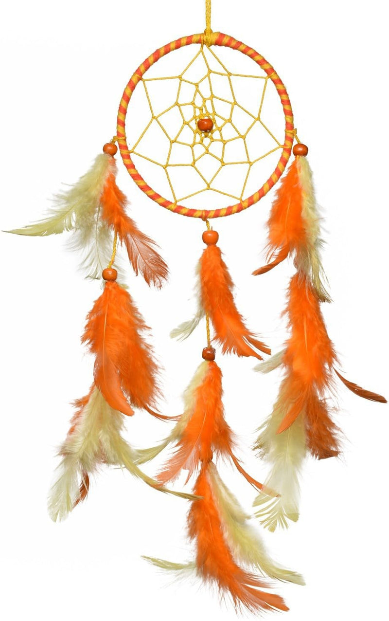 ~ Sunshine Wall Hanging ~ Handmade Hangings for Positivity Plastic Dream Catcher (8.5 inch, White, Orange)