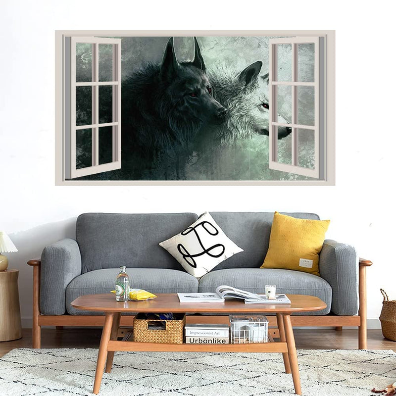 GADGETS WRAP Printed Wall Decal Sticker Fake Window Style Decal (90cm x 50cm) - Wolf 8