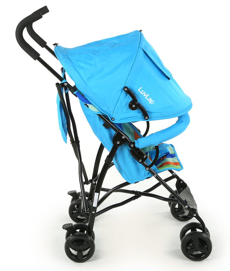 LuvLap Tutti Fruti Baby Stroller/Buggy, Compact & Travel Friendly pram, for Baby & Kids, 6-36 Months, with 5 Point Safety Harness, Adjustable seat Recline, 15Kg Capacity (Light Blue)