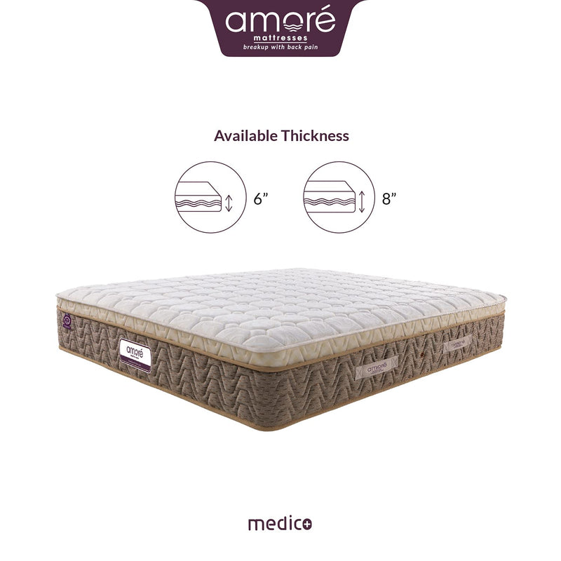 Amore Medico 8 Inch Eurotop Bonnell Spring & HR Foam Queen Size Mattress (78" X 60" X 8" Inch)