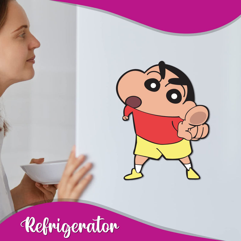 Bhai Please Shinchan Wooden Fridge Magnet | Fun Comic Character Gift and Decoration | Attractive Cartoon Theme Magnet for Indoor Decoration (Pack of 1)