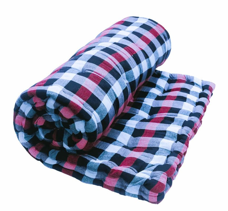 Tirthankara 5 Inch Gadda Medium Soft Cotton Gingham Plaid Checkered Multicolour Mattress