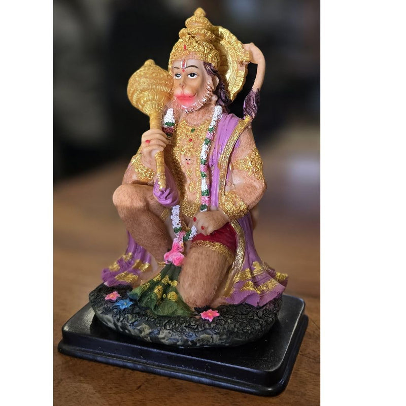 SATYAM KRAFT 1 Pc Hanuman Ji murti with gada Bajrang Bali lightweight idol for Home Decoration and Pooja mandir, car dashboard, decor statue, murti,figurine showpiece rakshabandhan idols(Polyresin)