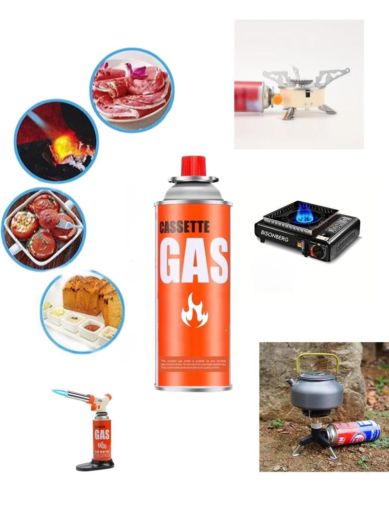 BisonBerg Metal Butane Gas Canister Re-Filler Perfect Suitable for Camping Stove, to Refill Flame Lighters. Small Stove, Flame Torch, Welding Fuel Gas, 225G