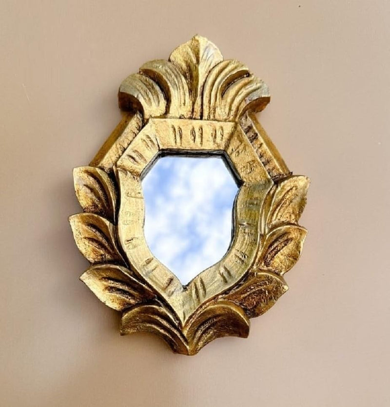 Vas Collection Small Gold Leaf Mirror for Wall Decor