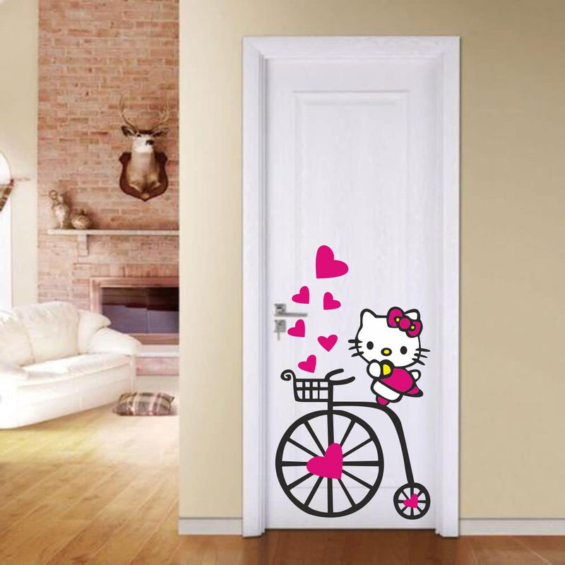 Sticker Studio Kitty Door Sticker & Decal (PVC Vinyl, Size- 58 Cm X 53 Cm)