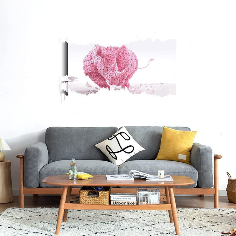 GADGETS WRAP Printed Wall Decal Sticker Scratched Paper Style Wall Decal (90cm x 50cm) - Pink Associating Rhino