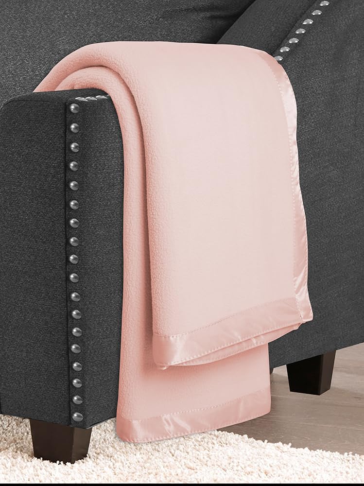 BSB HOME® True North Luxury Micro Fleece Blanket for Single Bed (60 x 86 inches) |Ultrasoft & Lightweight Antipilling Blanket with Satin Piping Border - 250 GSM |Double - 152x220 cms|Peach