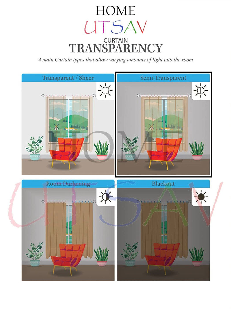 HOME UTSAV Premium Tree Printed Polyester Curtains for Window 5 Feet, Pack of 2, Brown