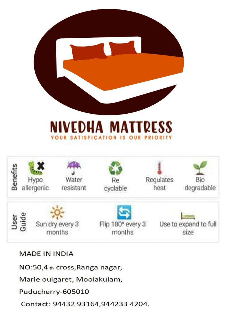 NIVEDHA MATTRESS Soft Kapok/Silk Cotton/Ilavam Panju Semal Foldable Hostel Bed Mattress with Pillow, 6.25 x 2.5 feet x 3 inches