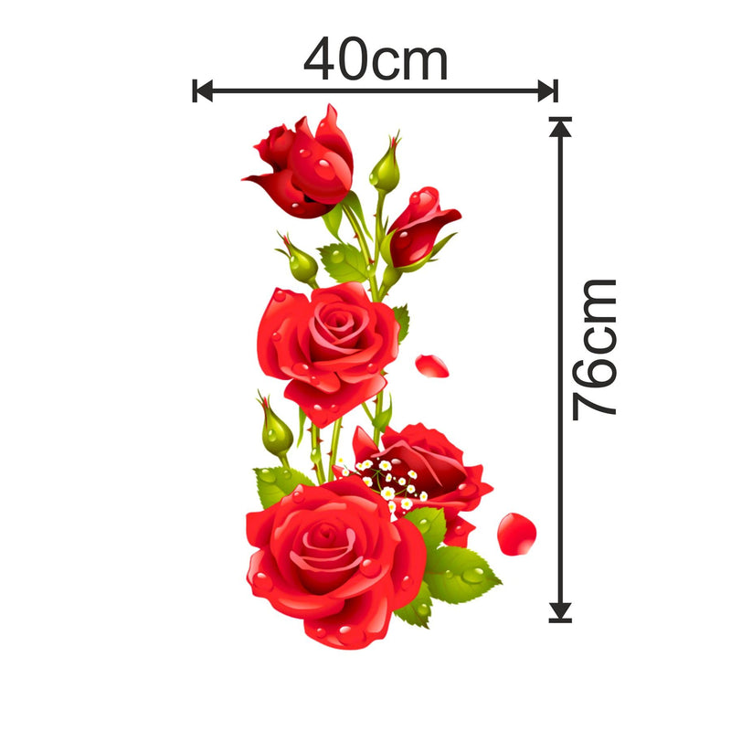 Sticker Yard Red Rose Flower Vinyl Wall Sticker for Living Room/Bedroom/Office and All Decorative Wall Stickers 40X76 CM