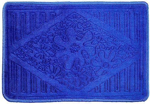 Amazon Brand - Solimo Premium Super Soft Fleece Rectangular Doormat for Home|Room|Office - Blue (38 X 58 Cm)