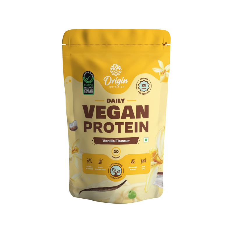 Origin Nutrition 100% Natural Vegan Protein Powder (European Pea Protein Isolate & Pumpkin Seed Protein) Easy to Digest Vanilla Flavour with 25g Plant Based Protein,780g