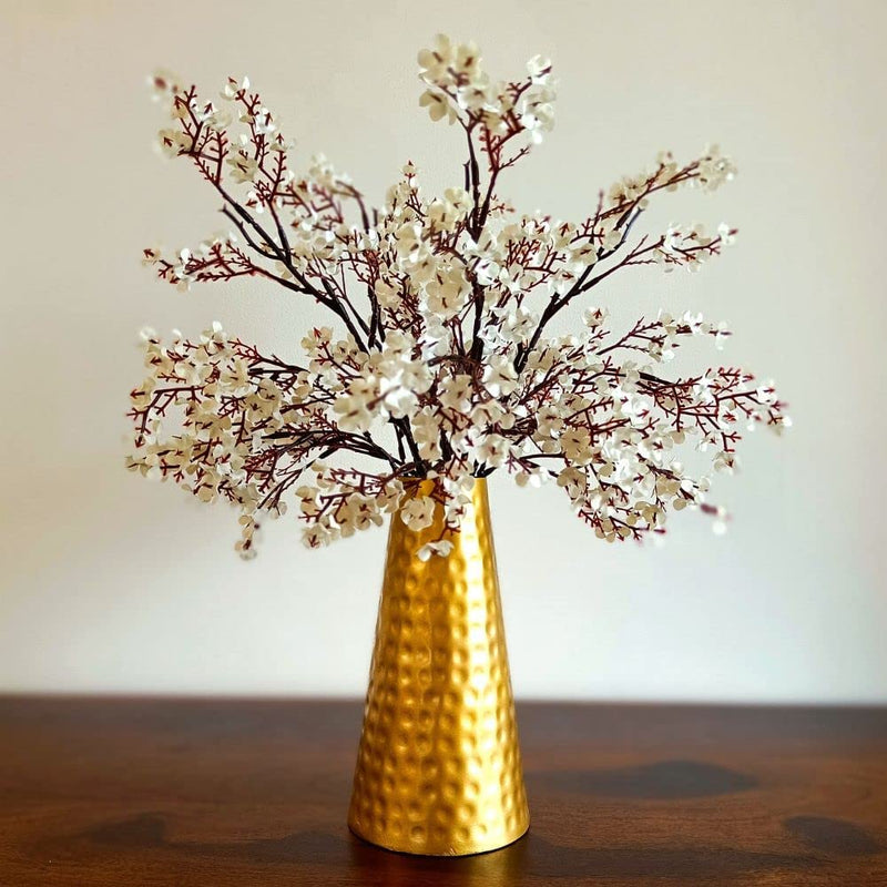 W A Handicrafts Hammered Gold Metal Flower Vase for Home, Bedroom & Living Room Decor (Flowers Not Included)