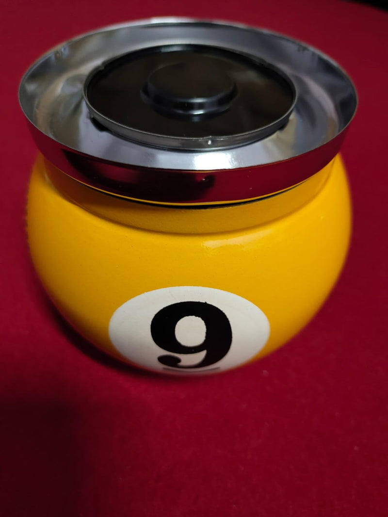 ABA Snooker and Pool 9 Ball Billiard Table Ashtray, Chrome-Plated Metal, Yellow