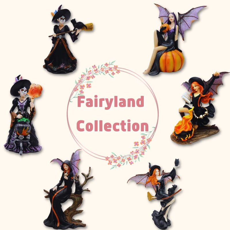 Comfy Hour Fairyland Collection 6” Dark Fairy Witch Spirit Forest Fairy with Magic Ball On Crystal Stone Figurine, Home Decoration and Collectibles