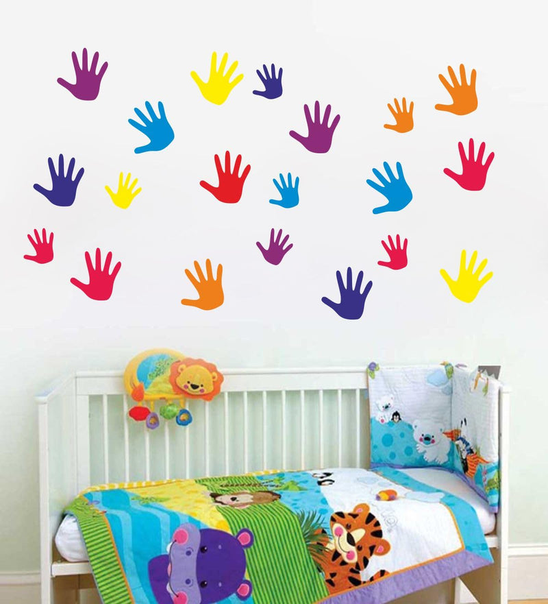 Sticker Studio Colorful Hands Print PVC Vinly Wall Stickers (Multicolor, 40 Cm X 33 Cm)