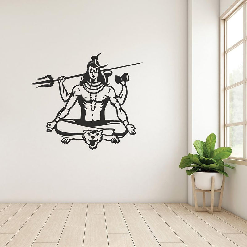 CVANU Mahadev Transparent Self-Adhesive Vinyl Wall Sticker for Wall Decoration (21inX24in)_S285