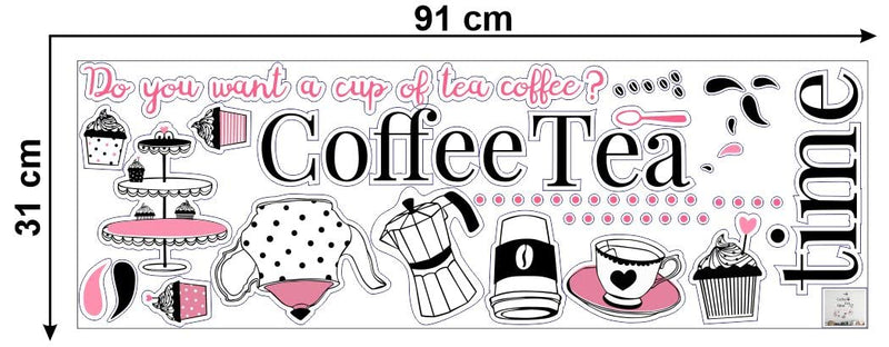 Delight Art Cup with Tea and Coffee Kitchen Design Wall Sticker Size - (85 * 64) cm Model id - (DAMC00261L)