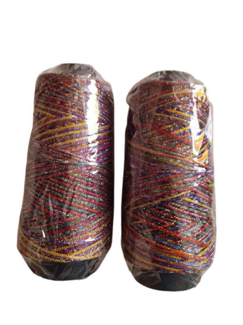 The Lovely Creations Dark Multi Glitter Knitting Yarn Crochet Thread for Crochet Projects and Applique, Hand Bags, Lace Trim Set of 2