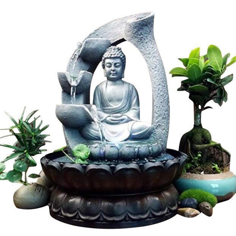 Xshelley 11 inch Buddha Resin Tabletop Fountain Decoration