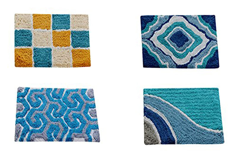 AAZEEM Abstract 4 Piece Cotton Door Mat Set - 16" x 24", Multicolour (Multi)