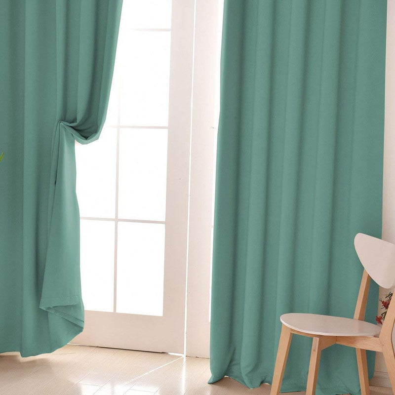 kurtains2fly Polyester Solid Rod Pocket Curtain, Door- 4.5 X 7 Feet, Aquamarine, Pack of 2