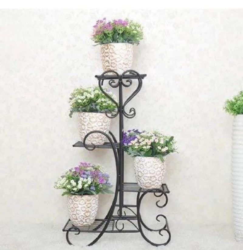 HOUSE PLANT Crafts Wrought Iron Metal Plant Stand Flower Pot Stand for Balcony Living Room Outdoor Indoor Plants, Plant Holder Home and Decor (4-Teir Black)