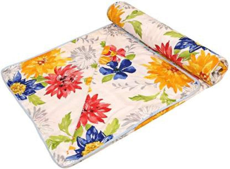 WONDERLOOK Cotton Reversible Floral Print Single Bed AC Blanket Combo (Multicolor- Sunflower, Full) - Set of 2 Pc