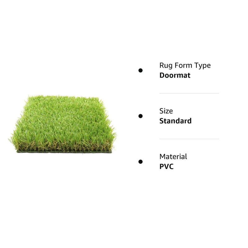 Kuber Industries PVC 45 Mm Artificial Grass Door Mat 24"X 15.2", Green (Grass0107),Standard, Large Rectangle