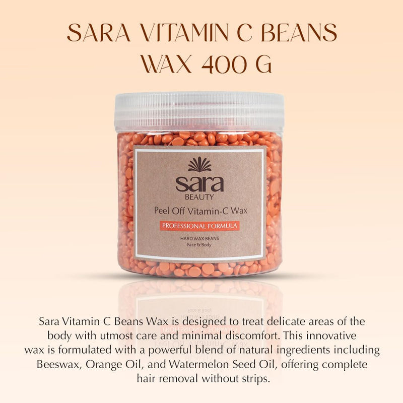 SARA Professional Peel Off Vitamin C Bean Wax For Effortless Hair Removal | Perfect For Face, Bikini Line, Legs, body & Arms,(400gm)