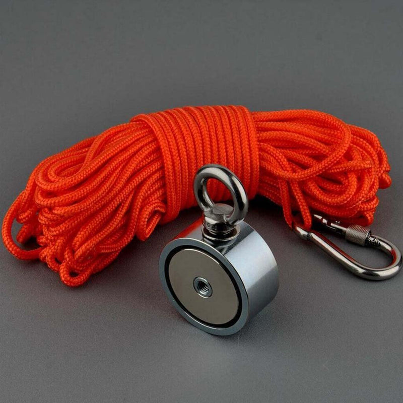 CALANDIS Salvage Recovery Double Sided Fishing Magnet with 20M 65Ft Durable Rope 60Mm